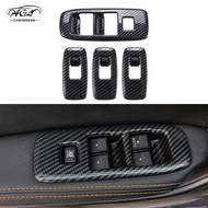 4Pcs ABS Carbon Fiber Color Window Lifter Switch Button Panel Cover Trim Interior Decorative for For
