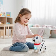 Electric Walking Dog Toy With Light Music Leash Pet For Kids Baby Dalmatian Animal B5n1
