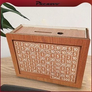 [Phenovo] Wooden Money Box Durable Change Box Money Saver Retro Portable Money Bank Child Money Save