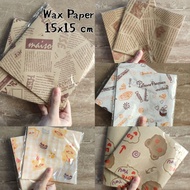 Wax Paper Laminated Baking Paper/ Size 15x15 Various Motifs ~ FOOD GRADE ~ 42 GSM THICKNESS.