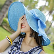 topi perempuan cap woman cute hat woman Hat Women Summer Sun Hat Sunscreen Straw Hat Foldable Beach 