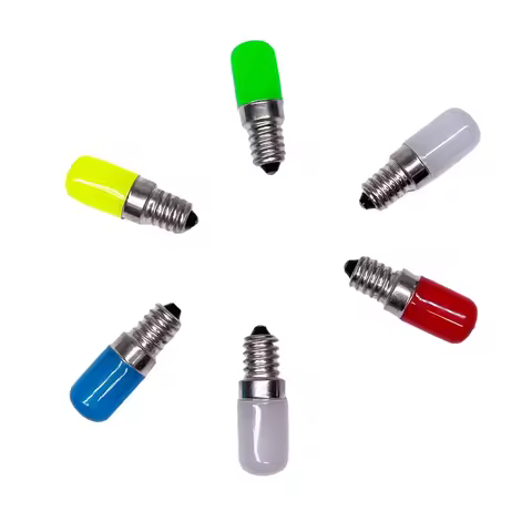 2Pcs T18 Colorful Bulb Refrigerator Light PC Cover E12 E14 85-265V Freezer Bulb 2W Energy Saving Lam