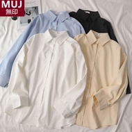 MUJI 2025 Authentic Japanese Official Store White Shirt Womens Long Sleeve Sunscreen Coat Spring And