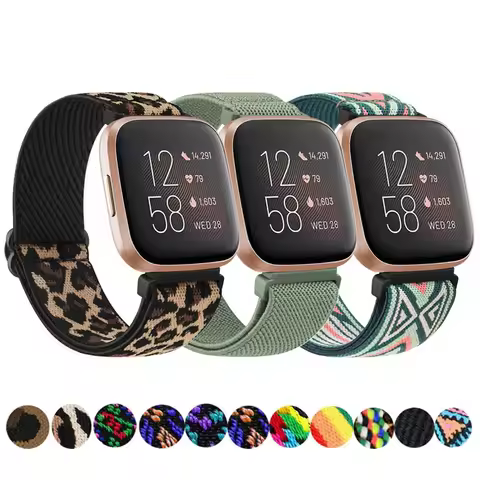 Elastic Nylon Watch Strap For Fitbit Versa 3 4 2 SE Adjustable Watch band For Fitbit Versa Lite/Sens