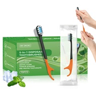 5IN 1 Portable Travel Toothbrush With Dental Floss Exploded Bead Toothbrush Disposable Toothbrush
