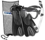 Cressi Adult Snorkeling Set - F1 Mask + Supernova Dry Snorkel + Palau SAF Fins- Snorkeling Set- Desi