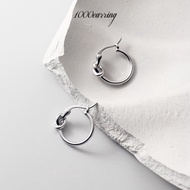 1000earring 925 Sterling Silver Knotty Hoop Earrings - Silver