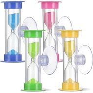 4 Pcs 3 Minute Sand Timer, Hourglass Sand Timer with Suction Cup 3 Minute Plastic Mini Sands Watch S