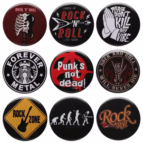 Rock n Roll Tinplate Pin Punk Is Not Dead Forever Mental Head Band Brooch 44mm Button Badge Punk Mus