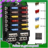 AC34-12V 12 Way Marine Fuse Block Fuse Panel With Ground & 12 Volt Fuse Box For Car Automotive Boat 