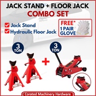 [CORATED] Combo Set  3 Ton Jack Stand + GT-3SP 3 Ton Hydraulic Floor Jack Single Pump ( 30 kgs )