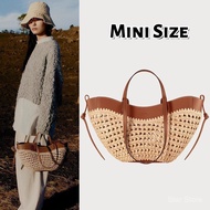 POL* New Cyme Mini Large-Capacity Straw Tote Bag, Pure Hand-Woven Vacation Bag, Stitching Portable S
