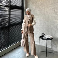YEPPUOUTFIT - Minju Oneset | Basic Setelan Wanita Atasan Vest Unik dan Celana Panjang Kulot Lucu For