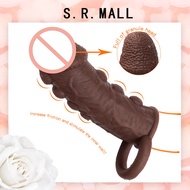 7 inch Brown Dotted Extender G spot Cock Penis Glan Sleeve with Spike and Bolitas for Men Big Head Dick Extensions Cock Spike Condom Enlarger Penis Sleeve With Solid Simulation Glans Sex Toys for Men
