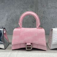 Balenciaga 巴黎世家 手提斜挎沙漏包 粉色牛仔布 小號