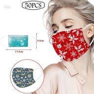 50pcs Adult Christmas Disposable Masks Filter Protection Face Masks with Elastic Ear Loop
