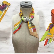 HERMES 愛馬仕, TWILLY, 老虎/斑馬 , 黃 絲巾 圍巾 領巾