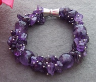 YYGEM Natural Purple Amethyst Multi shape Bracelet