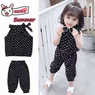 Summer baby girl clothing Set Tops Pants Polka-dot Baju Kanak2 Perempuan Bowknot Baby Girl Clothes B