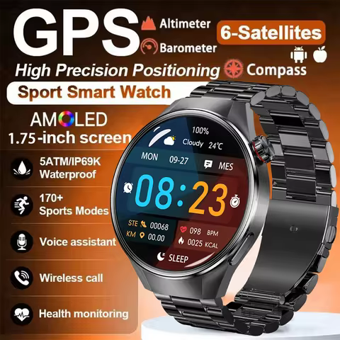 2025 New Watch G5 Plus GPS NFC Smart Watch Men Women 466*466 AMOLED Screen Heart Rate Bluetooth Call