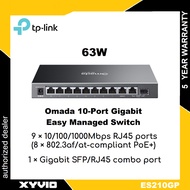 TP-LINK ES210GP Omada 10-Port Gigabit Easy Managed Switch with 8-Port PoE+