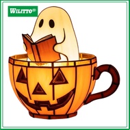 Rechargeable Ghost Lamp Spooky Ghost Reading Lamp for Halloween Night Decor Cute Led Pumpkin Cup Lig