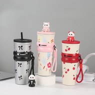 GANTUNGAN TM2113 Aesthetic Panda On Top Stainless Steel Tumbler 700ml Coquette Tumbler/ Panda Hangin