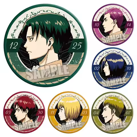 Attack on Titan Levi Ackerman Erwin Smith Anime Badge Set 6 Types Manga Merchandise Collectible Figu
