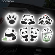 LOOKSHOW 5Pcs/Set Motorcycle Helmet Decal Waterproof Creative Pandas Night Warning Sign Reflective S
