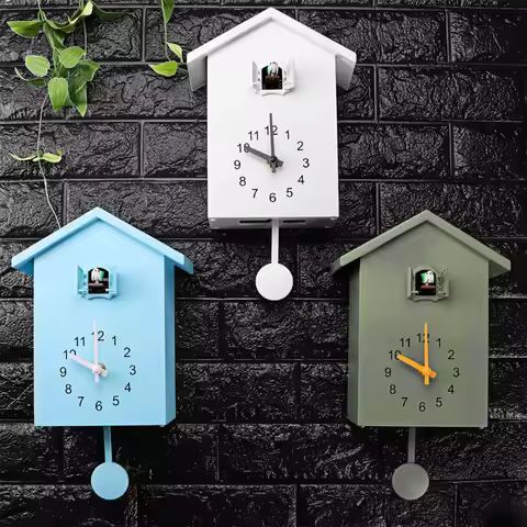 Plastic Cuckoo Clock Cuckoo Wall Clock, Natural Bird Voices Or Cuckoo Call, Design Clock Pendulum, B