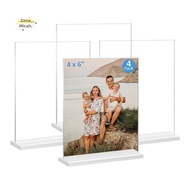 Acrylic Picture Frame 4x6 Inches, 4 Pack Plastic Picture Frames Holder Standing,Double Sided Picture