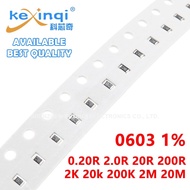 (100pcs) 0603 Resistor SMD 1% 1/10W 0R 0.20R 2.0R 20R 200R 2K 20k 200K 2M Ohm Resistor