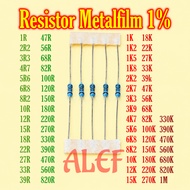 50Pcs Metalfilm Resistor 1/4 Watt 1% 1 ohm 4.8 5.6 10 27 47 100 120 220 270 330 470 560 820 ohm 1K 1