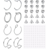 1 Set Fake Piercings Fake Lip Piercing Fake Lip Ring Fake Nose Ring Hoop Fake Snake Bites Fake Eyebr