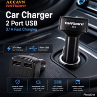 Taffware Car Charger LED Display Dual USB Cigarette Plug 3.1A - EC2 - Black