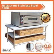 BRAVO [3 Layer 72x30 Inch] 6FT Stainless Steel Table Kitchen Meja Steel Rack 3Layer/3Tier Stainless Steel Kitchen Table Restaurant Stainless Steel Table Workbench Table Stainless Steel Kitchen Table Thickened Steel Table