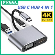 FREEL Type C To HDMI VGA 4K HUB USB C 3.0 VGA Adapter Converter Dock For Samsung S21 Dex Nintendo