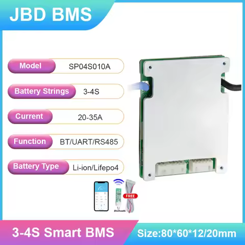 JBD Smart BMS 3S 4S 12V 20A 25A 30A 35A BMS Lifepo4 Li-ion With BT RS485 Uart Temp Sensor Circuit Bo