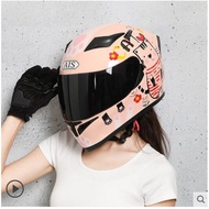 [Clear Stock] [Girl] Full Face Helmet Motorcycle &amp; Motor Dirt Bike Motorcross &amp; Heavy Motorcycle Helmet L Size 57-60CM (Girl Helmet / Pink)