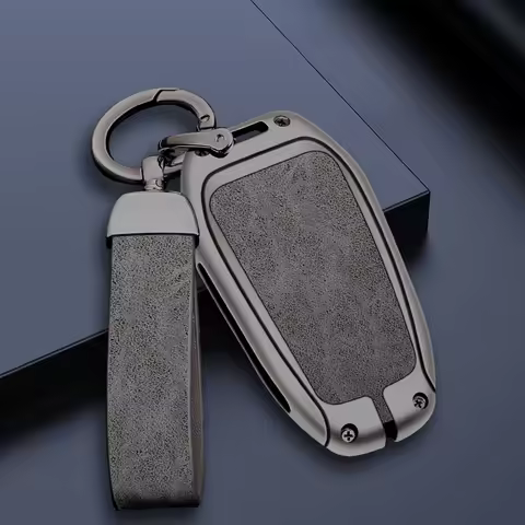 Zine Alloy Leather Car Key Case Shell Cover For Peugeot 308 408 508 2008 3008 4008 5008 Citroen C4L 