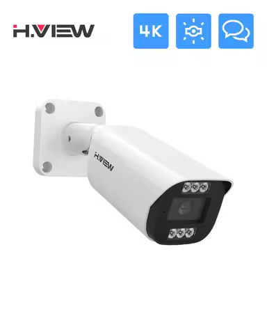 H.VIEW 4K POE Camera with Two-way Audio, Cloud Server, Spotlight, Human Body Detection, 2.8mm Lens, 