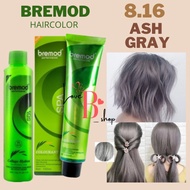 ✻8.16 BREMOD ASH GRAY HAIR COLOR SET WITH OXIDIZING