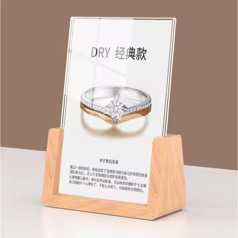 A6 10X15CM Solid Wood Table Wedding Picture Poster Frame Gift Menu PaperHolder Acrylic Sign Holder D