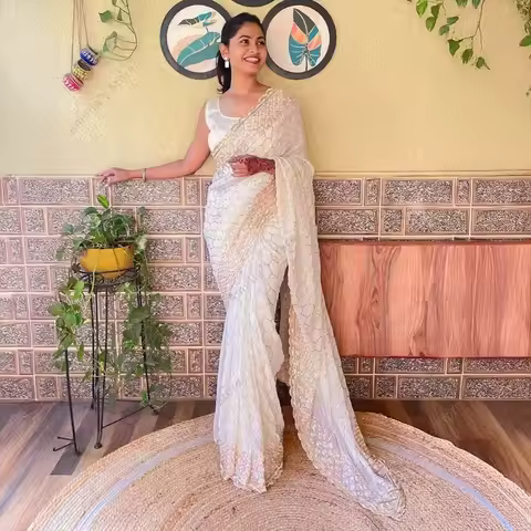 Indian Traditional Saree for Women Ethnic Dance Costume Bollywood Performance Sari Stage Outfit Indi