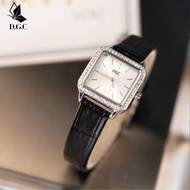 DGC W373 Jam Tangan Wanita Fitur Analog Quartz Strap PU Leather Dial Kotak Casual Fashion Hitam puti