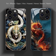 Trendy Dragon Case for OPPO Find X6 X5 X3 Pro Reno 8Z 7Z 8T 6Z 5Z 2Z 9 8 7 Lite 6 5 7SE 4SE 10 Pro+ Pro Plus Tempered Class Case A93S A78 A53 A11S A11X A9 A5 A9X K9 K9s R17 Cover