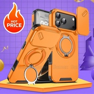 Armor Ring Bracket Stand Casing For iPhone 17 Pro Max Air Phone Case Slide Camera Protect Shockproof