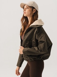 環保女性翻毛領鋪棉飛行外套  (3色)