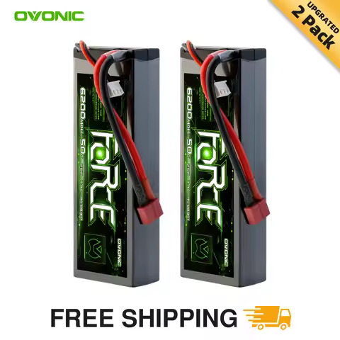 Ovonic 2S Lipo Battery 6200mah 2S1P 50C 7.4V Hard Case with Deans Plug for 1/8 1/10 RC Car Truck Boa
