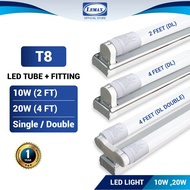LEMAX T8 LED TUBE Fitting Complete Set (2FT/4FT) Lampu Kalimantang Bulb Siling 2, 4 Kaki